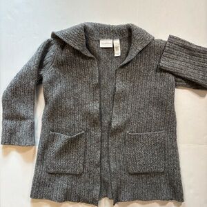 Liz Claiborne open-front cardigan MD shawl collar two front pockets. Wool chunky